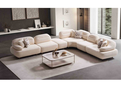 Ecksofa Stil modern Farbe beige weich bequem groß Wohnzimmer neu Holz