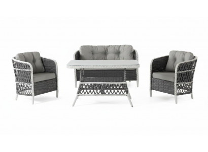 Terrassenset 2-Sitzer-Sofa Sessel Tisch Moderner Stil Glasplatte Neu