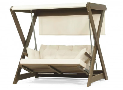 Gartenschaukel-Sofa Moderner Stil Weiß Holzrahmen Bequem Entspannend