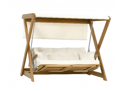 Gartenschaukel-Sofa Moderner Stil Weiß Holzrahmen Bequem Entspannend