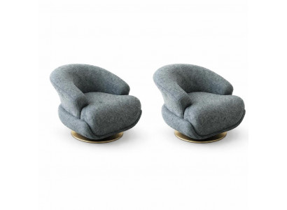 Wohnzimmer Set Modern Blau Designer-Bergère Komfortabel Minimalismus