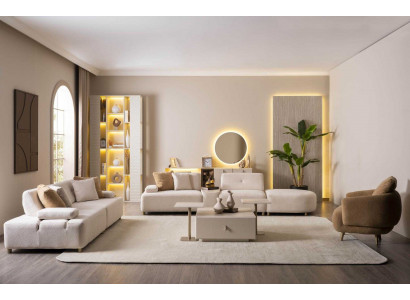 Sofa Sessel Couchtisch Stil modern Farbe beige gemütlich neu geräumig