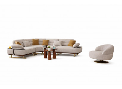 Wohnzimmer Set Modern Weiß Ecksofa Bergère Designer-Set Minimalismus