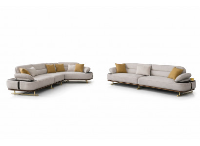 Wohnzimmer Set Modern Weiß Couch Ecksofa Designer-Set Minimalismus