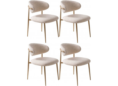 4x Stuhl Stil modern Farbe beige Wohnzimmer gemütlich Stoff Metall neu