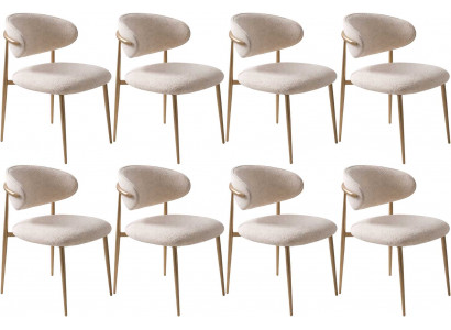 8x Stuhl Stil modern Farbe beige Wohnzimmer gemütlich Stoff Metall neu