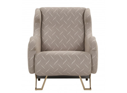 Moderner Sessel Neoklassischer Stil Hellbeige Holzrahmen Glatte Ecken