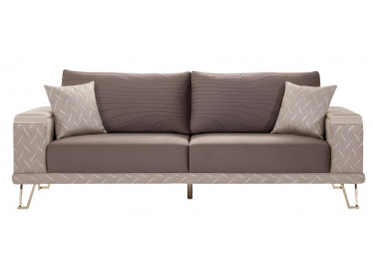 Luxuriöses 3-Sitzer-Sofa Holzrahmen Glatte Ecken Minimalistischer Stil