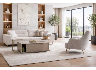 3 Sitzer Sofa Sessel Wohnzimmer Stil modern Farbe weiß neu bequem