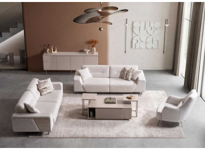 3 Sitzer Sofa Sessel Wohnzimmer Stil modern Farbe weiß weich bequem neu