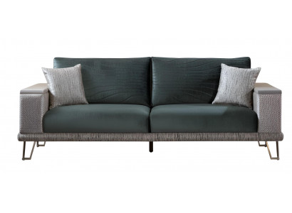 Stilvolles 3-Sitzer-Sofa Grüne Farbe Minimalistischer Stil Holzrahmen