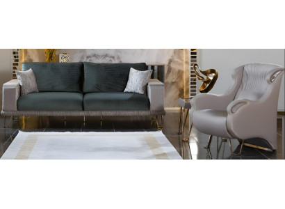 Minimalistisches Sofa-Set  Grüne Farbe Holzrahmen Modernes Design