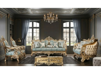 Klassisches Wohnzimmer-Set mit 3+3+1+1‑Sitzern und Couchtisch