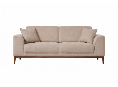 Sofa Modern Beige 3-Sitzer Designer-Sofa Stoff Holz Minimalismus