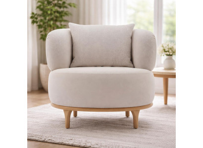 Grauer Relaxsessel Stilvoller Stoffsessel Wohnzimmer Textilsessel