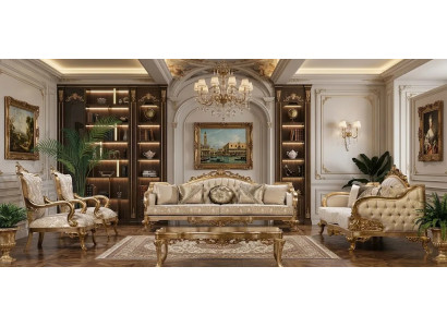 Elegantes Wohnzimmer-Set: 3+3+1+1-Sitzer mit klassischem Couchtisch