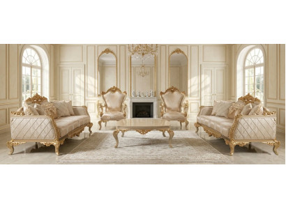 Exklusives Wohnzimmer-Set 3+3+1+1 mit Couchtisch
