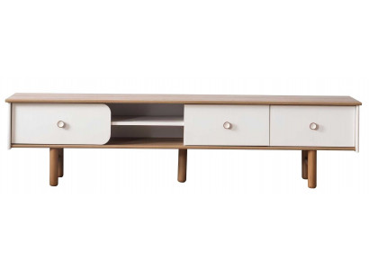 Tv Schrank Stil modern Farbe braun weiß Holz geräumig Regale kompakt