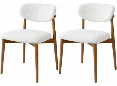 2x-Stuhl Stil modern Farbe braun weiß Holz weich Stoff Minimalismus