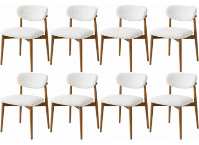 8x-Stuhl Stil modern Farbe braun weiß neu Holz weich Stoff Minimalismus