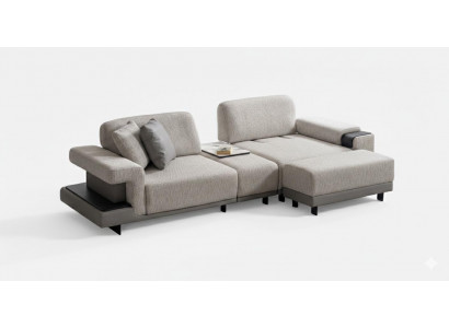 Ecksofa L-Form Grau Modern Designer-Sofa Elegant Komfortabel Stoff