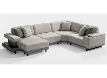 Wohnzimmer Set Modern Grau Designer-Ecksofa L-Form Komfortabel Stoff