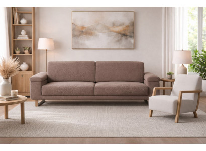Edle Wohnzimmer Sitzgarnitur Brauner 3-Sitzer Polstersessel 2tlg
