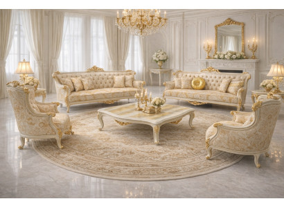 Stilvolles Wohnzimmer-Set mit 3+3+1+1-Sitzern und elegantem Couchtisch