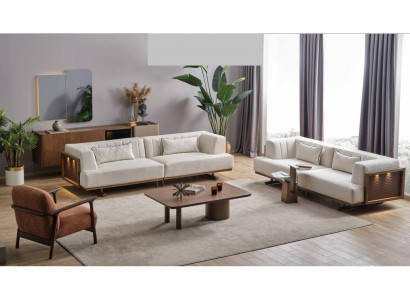 Modernes Wohnzimmer Set 2x Sofa Sessel Couchtisch Beistelltisch