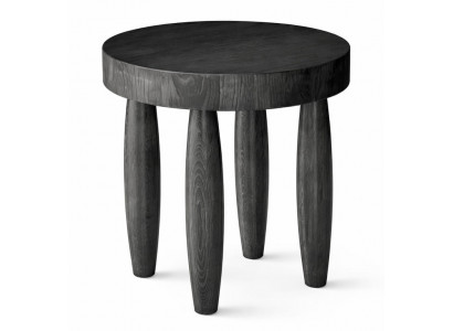 Beistelltisch Moderner Stil Schwarz Holzbeine Holzplatte Runder Tisch