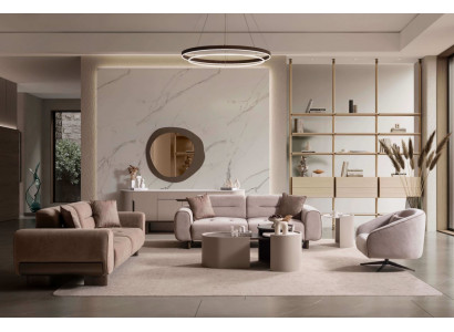 Stilvolles Wohnzimmer-Set mit 3+3+1 Sitzern im modernen Design
