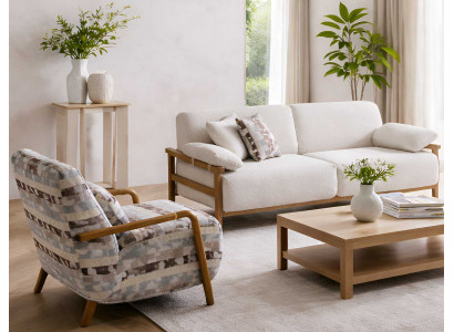 2-Sitzer-Sofa Sessel Stil modern Farbe beige weich Wohnzimmer Stoff
