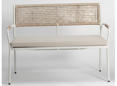 2-Sitzer Sofa Gartenmöbel Modern Sofa Premium Sofa Beige Weiss