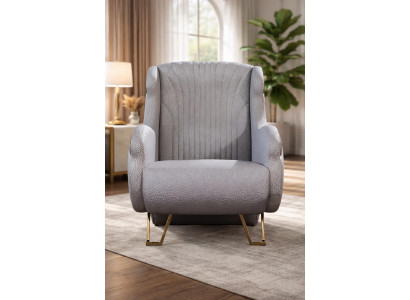 Grauer Designer Sessel Wohnzimmer Textilsessel Edle Polstermöbel