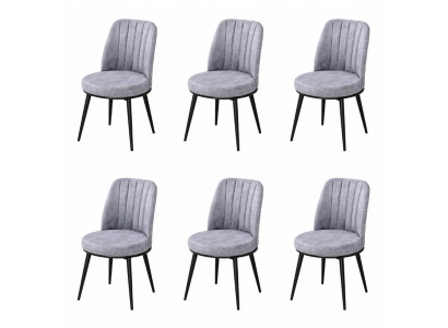 6x Stühle Stil modern Farbe grau neu Esszimmer gepolstert bequem kompakt