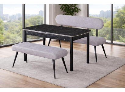 Tisch Bank Bank mit Ruckenlehne Esszimmer Stil modern Farbe grau neu