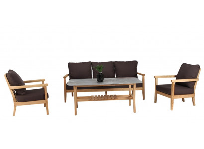Sofa Set 3-Sitzer Sofa 2x Stuhl Couchtisch Modern Set Luxus Gartenmöbel