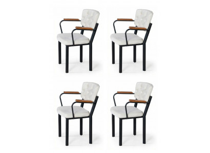 4x Stühle Stil modern Farbe weiß schwarz bequem kompakt vielseitig
