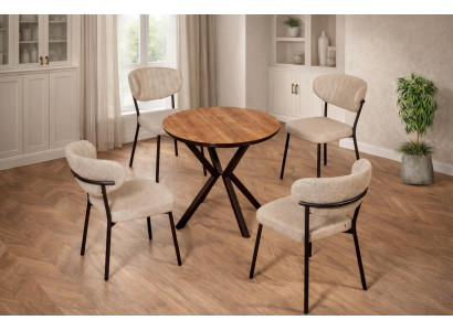 Tisch 4x Stühle Esszimmer Stil modern Farbe braun weich bequem neu