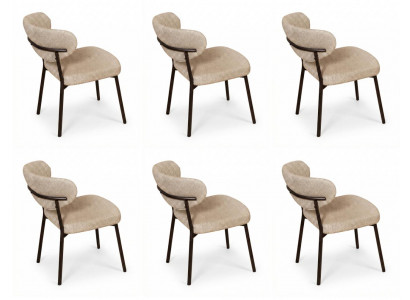 6x Stühle Stil modern Farbe Beige weich bequem neu kompakt vielseitig