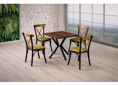 Tisch Stuhl Esszimmer Stil modern Farbe braun neu kompakt quadratisch