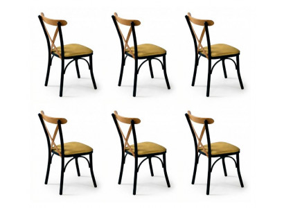 6x Stühle Stil modern Farbe gelb neu kompakt vielseitig bequem weich