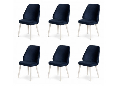 6x Stühle Stil modern Farbe blau neu vielseitig bequem weich Stoff