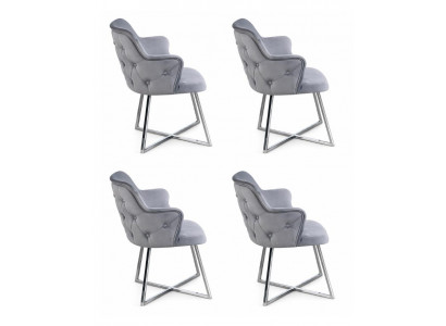 4x Stühle Stil modern Farbe silber neu bequem weich Stoff vielseitig