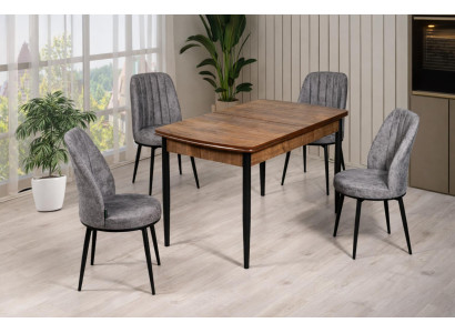 Tisch 4x Stühle Esszimmer Stil modern Farbe braun Holz weich bequem