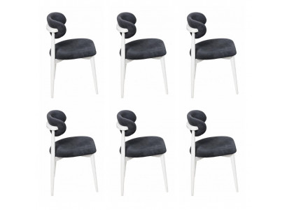 6x Stühle Stil modern Farbe schwarz weiß weich bequem Esszimmer Stoff