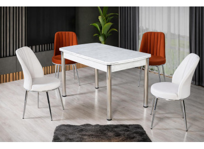 Tisch 4x Stühle Esszimmer Stil modern Farbe Weiß Esszimmer neu rechteckig