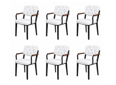 6x Stühle Stil modern Farbe weiß schwarz Esszimmer neu weich bequem