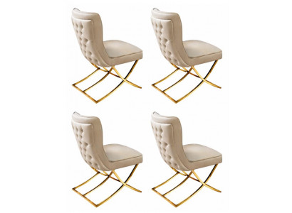 4x Stühle Stil modern Farbe Beige Esszimmer neu weich bequem vielseitig