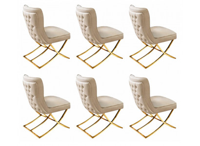 6x Stühle Stil modern Farbe Beige Esszimmer neu vielseitig weich bequem
